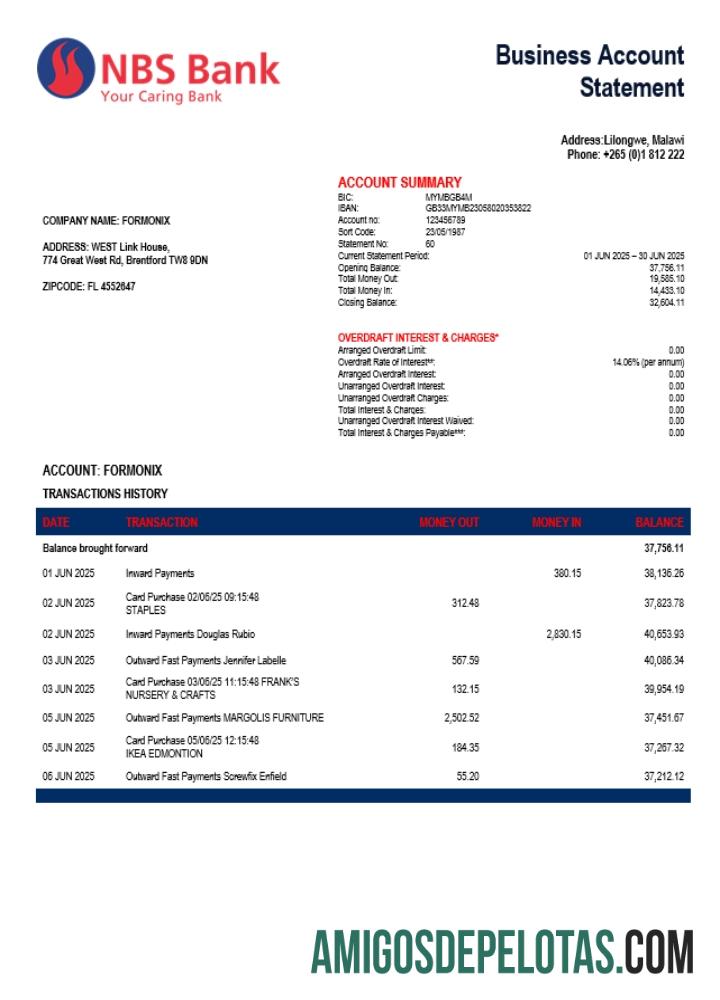 Imprimível NBS Enterprise modelo de extrato de conta Word e PDF (1)